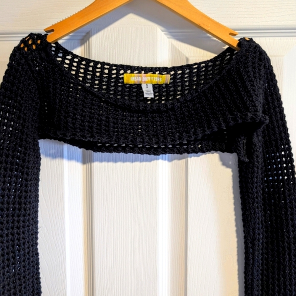Urban Outfitters Black Open-Knit Cropped Sweater Shrug